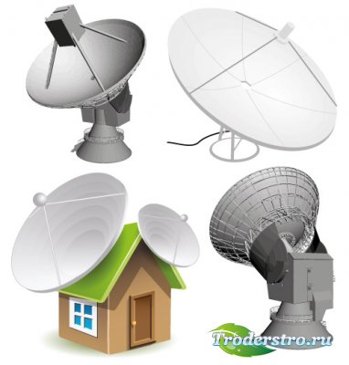 Satellite dish with houses (vector)