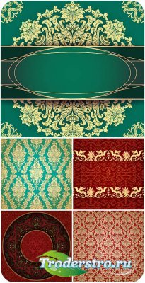  ,     ,  / Golden patterns, vector red and green backgrounds, vintage