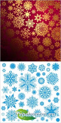 Snow background and snowflakes (vector)