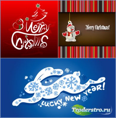 Christmas background with snowman (vector)