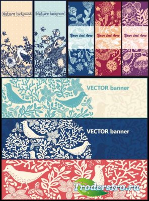 Banners with patterned backgrounds Vector