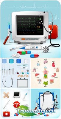   , , ,  / Vector medicine, tablets, syringes, stethoscope