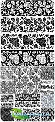  ,     / Floral borders, vector backgrounds with patterns