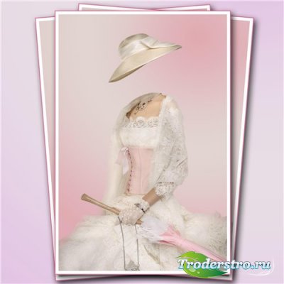 Женский шаблон для фотомонтажа – Бело-розовое платье