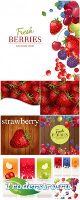 ,         / Fruits, vector backgrounds and banners with fruits and berries