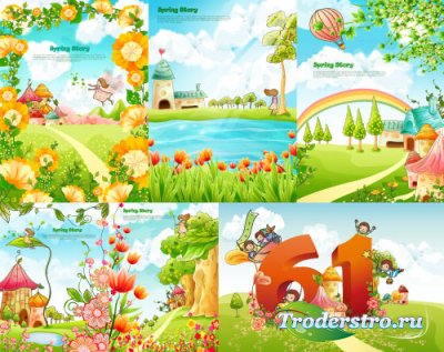 Cartoon pictures floral vector