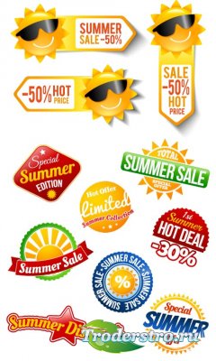 Summer sale banners labels stickers vector
