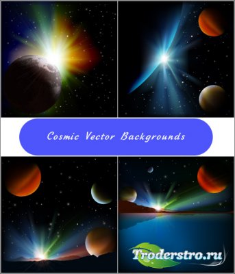 Space backgrounds Northern lights planets Vector