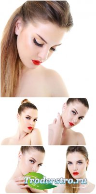      / Beautiful girl with red lipstick - Sto ...