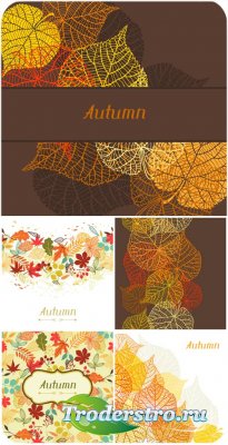       / Autumn vector background with golden leaves