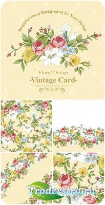     ,  / Vintage vector background with f ...