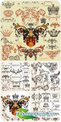      ,    / Collection of vector heraldic elements for design