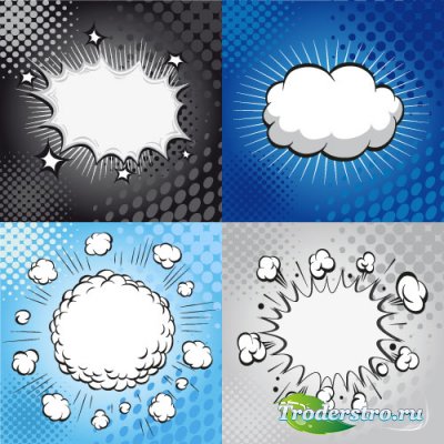 White clouds explosions vector