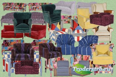 Клипарт Кресла и диваны цветного текстиля