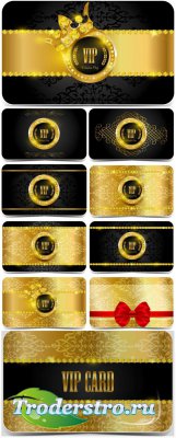     ,  / VIP card with gold decoration, vector