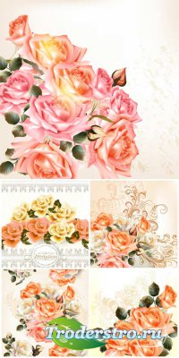 ,       / Roses, beautiful background with flowers vector
