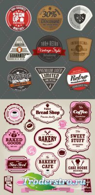 Stickers labels clipart 4 vector