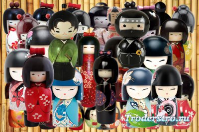Клипарт Японские куклы-талисманы кокеши