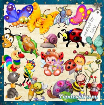 Детский клипарт - Забавные божьи коровки, бабочки, пчелки и другие насекомы ...