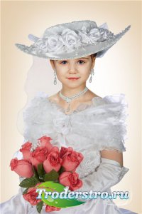 Фотошоп шаблон для девочек – В белом платье и в шляпе