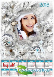 Календарь для фото на 2016 год – Снежинки вьются, кружатся