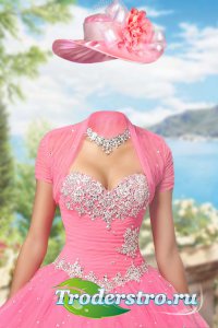 Женский фотошоп шаблон - Бальное платье с драгоценностями