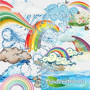 PNG клипарт - Вода, радуга, облака