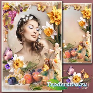 Рамка для Фотошопа - Натюрморт с персиками