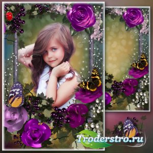 Цветочная рамка для фото - Пурпурные розы