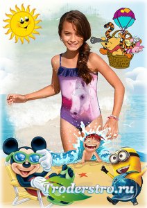Рамка для летних фотографий - Каникулы с любимыми героями мультфильмов на море